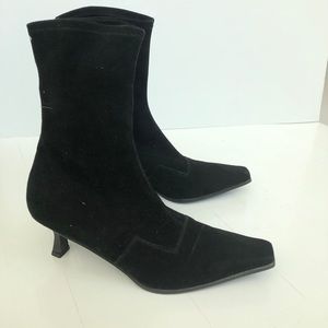 Stuart Weitzman black velvet heel boots